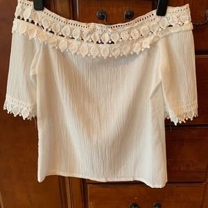 Off the shoulder, lace trim top - never worn